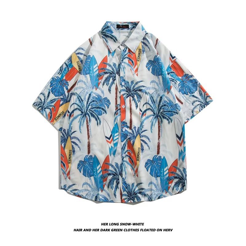 Men Beach Leisure T Shirts Printed Men's Shirt Casual Short Sleeve