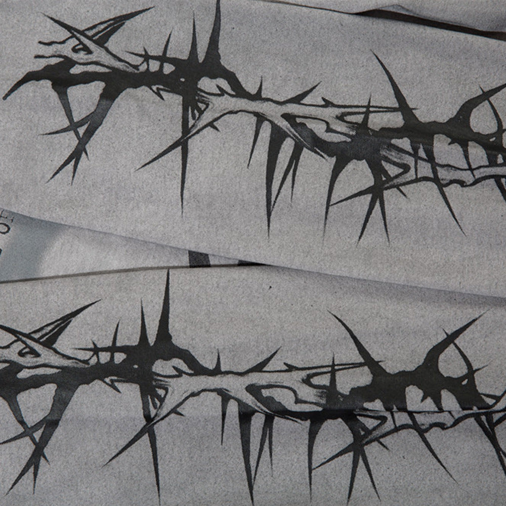 Men Long Sleeve T Shirt Dark Graffiti Washed and Worn