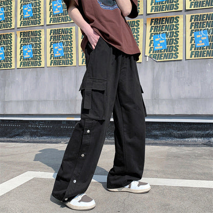 Men Cargo Pants Retro Classic Workwear Pants Men's Summer Casual Straight Trousers