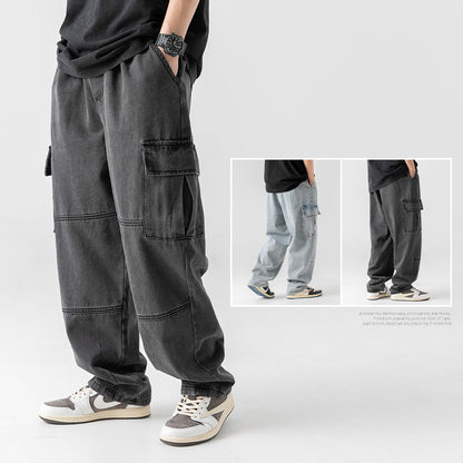 Men Cargo Pants Retro Classic Men's Pocket Jeans Spring Trousers