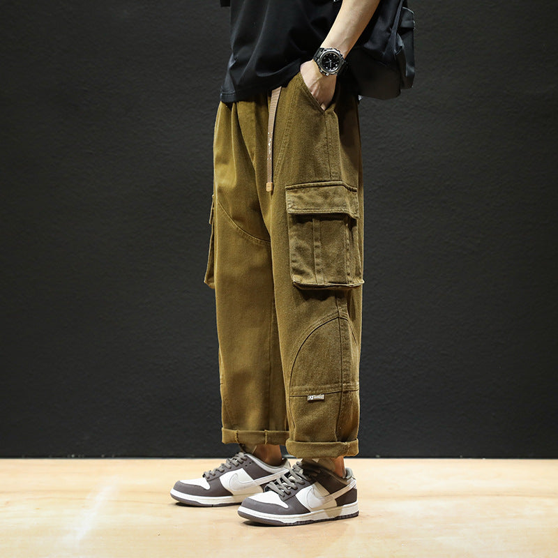 Men Cargo Pants Retro Classic Khaki Trendy Brand Pants Men's Autumn Big Loose Casual Pants