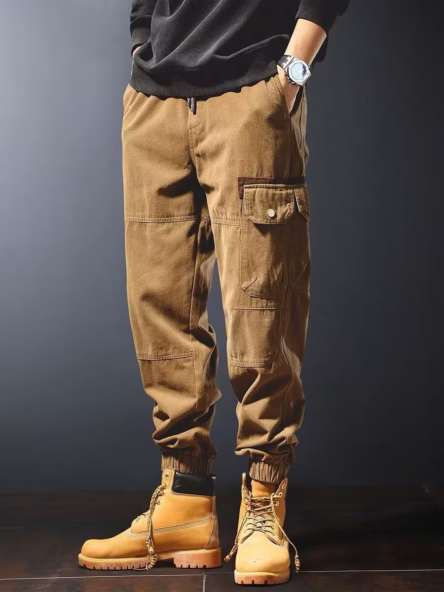 Men Cargo Pants Retro Classic Overalls Men's Spring and Autumn Loose Casual Trousers