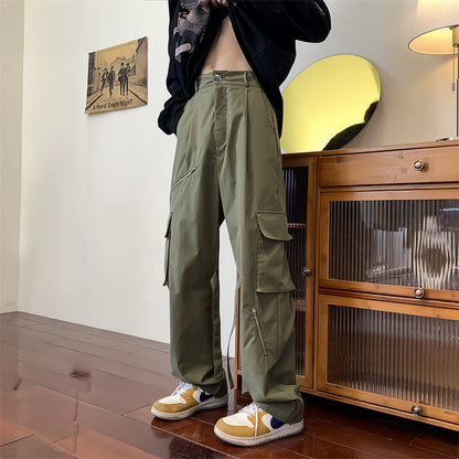 Men Cargo Pants Retro Classic Spring and Autumn Loose Cargo Casual Trousers