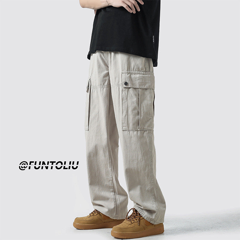 Men Cargo Pants Retro Classic Overalls Men's Autumn Loose