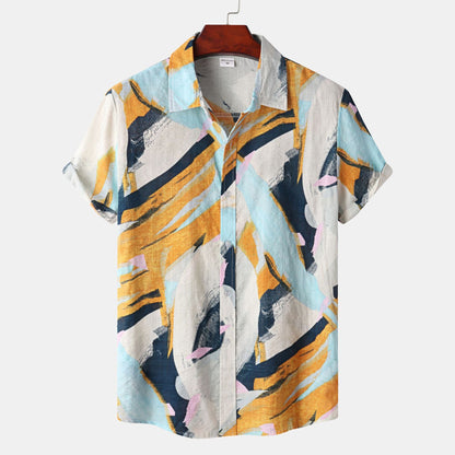 Men Beach Leisure T Shirts Summer Casual Beach Holiday Floral Print