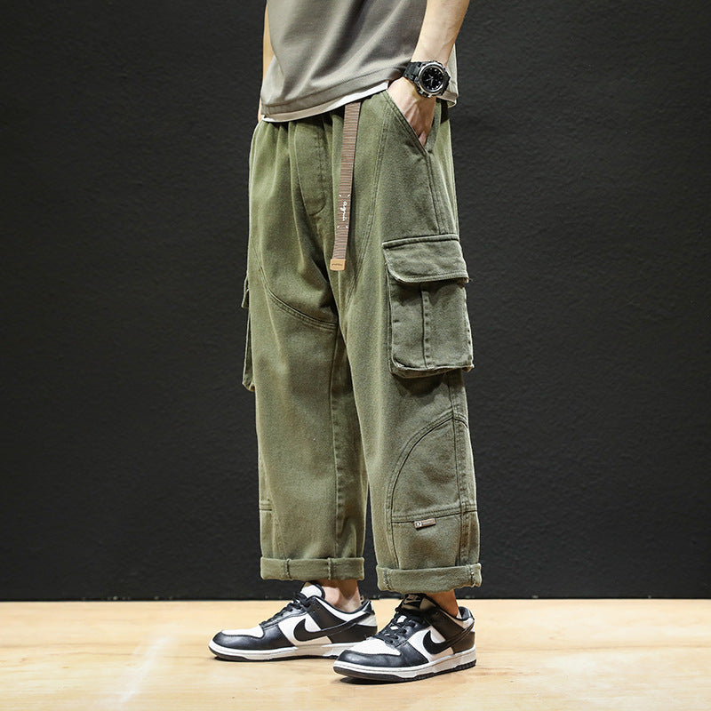 Men Cargo Pants Retro Classic Khaki Trendy Brand Pants Men's Autumn Big Loose Casual Pants