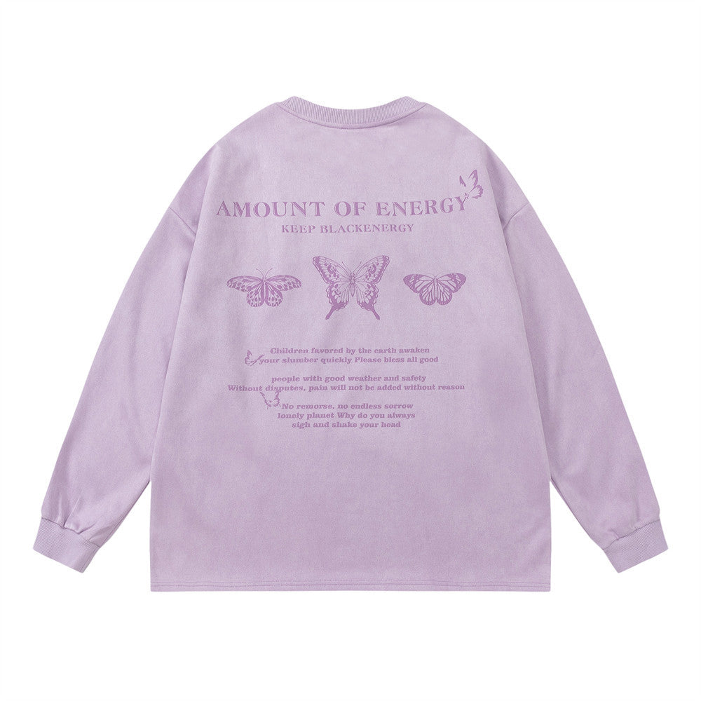 Men Long Sleeve T Shirt Butterfly Print