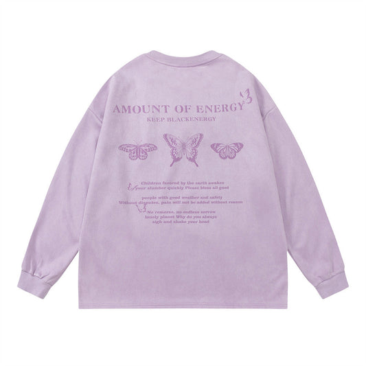 Men Long Sleeve T Shirt Butterfly Print