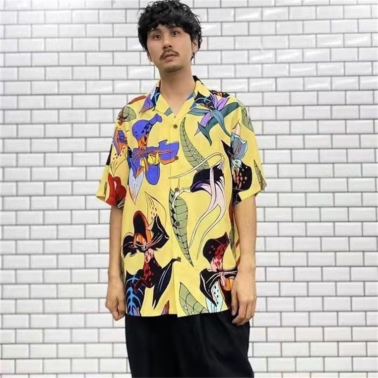 Men Beach Leisure T Shirts Short Sleeve Printed Shirt Men