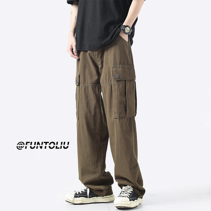 Men Cargo Pants Retro Classic Overalls Men's Autumn Loose