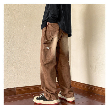 Men Cargo Pants Retro Classic American Jeans Men Autumn Loose Straight Pants