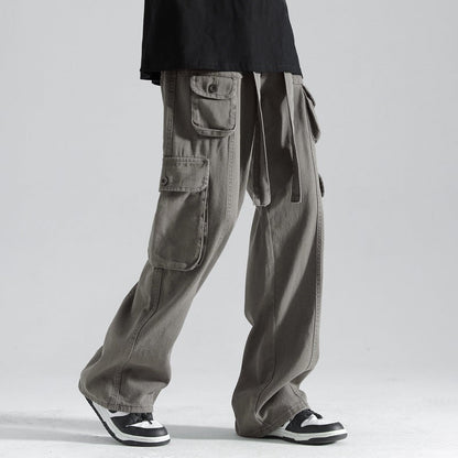 Men Cargo Pants Retro Classic Workwear Pants Men's Spring and Autumn Trendy Trousers