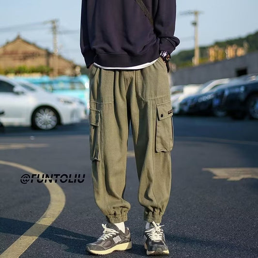 Men Cargo Pants Retro Classic Men Autumn and Winter Boys