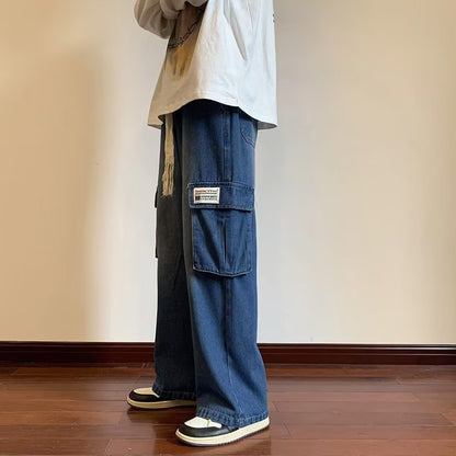 Men Cargo Pants Retro Classic Retro Loose Casual Wide Leg Pants