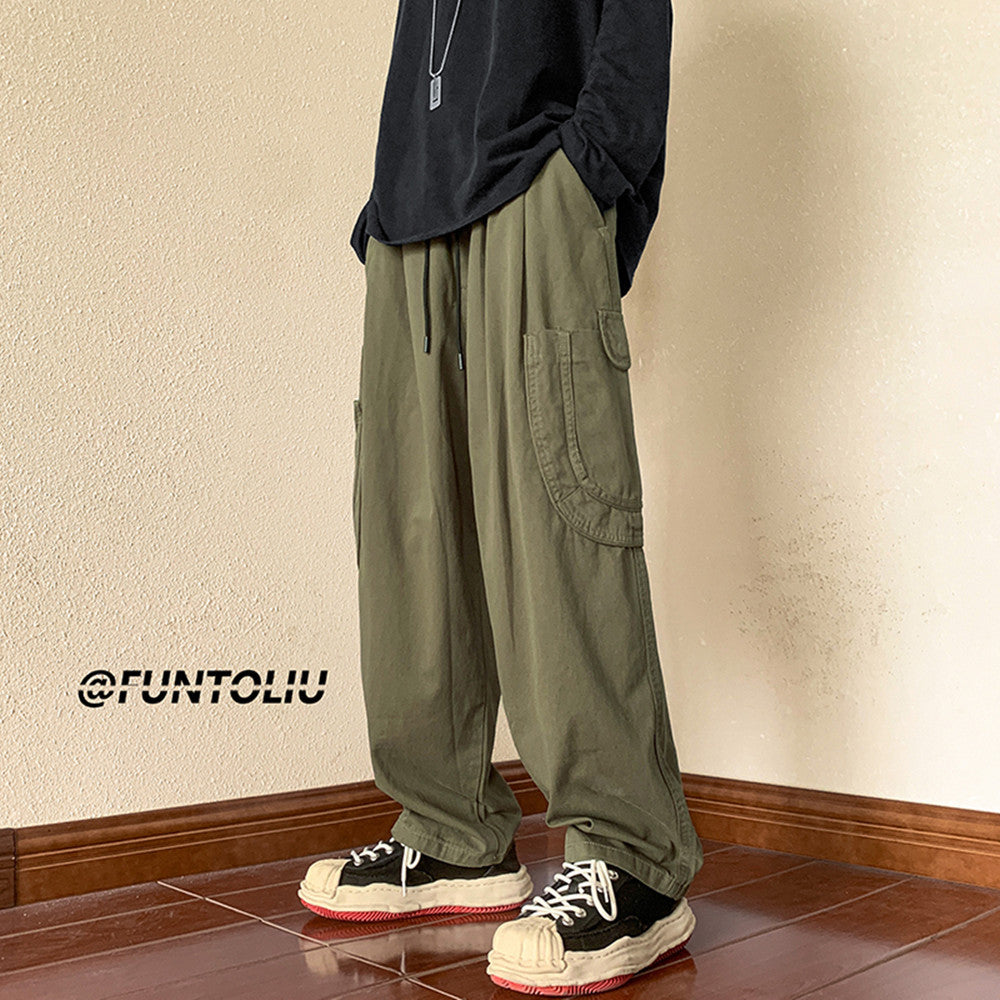 Men Cargo Pants Retro Classic Straight Casual Pants Men Spring and Autumn Baggy Track Pants