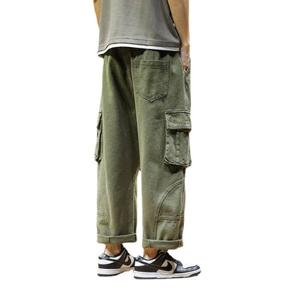 Men Cargo Pants Retro Classic Khaki Trendy Brand Pants Men's Autumn Big Loose Casual Pants