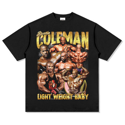 Men's Vintage Boxer T-Shirt American Vintage Ronnie Coleman Printed Short Sleeve Men's T-Shirt