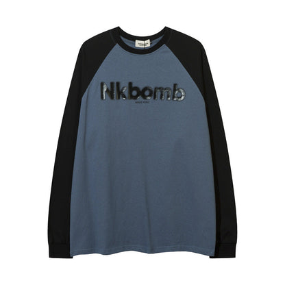 Men Long Sleeve T Shirt Letters Printed Bottoming Shirt Loose