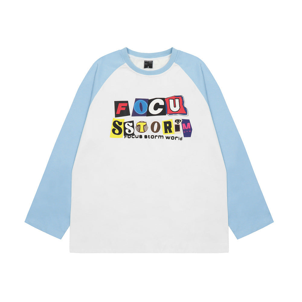 Men Long Sleeve T Shirt Letter Printing Heavy Weight Cotton Base Shirt