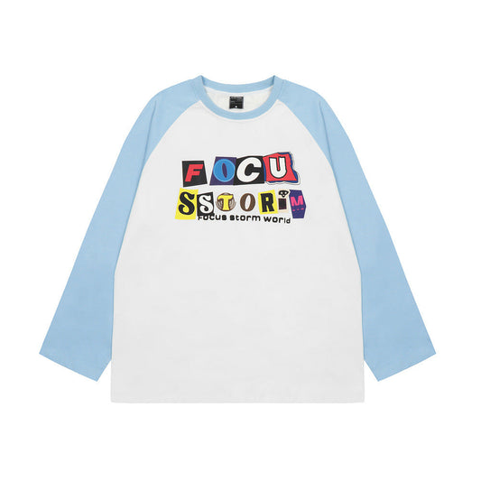 Men Long Sleeve T Shirt Letter Printing Heavy Weight Cotton Base Shirt