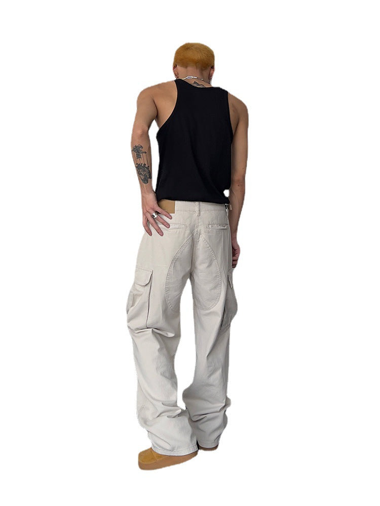 Men Cargo Pants Retro Classic Loose Straight Cargo Pants Men's and Women's Pants