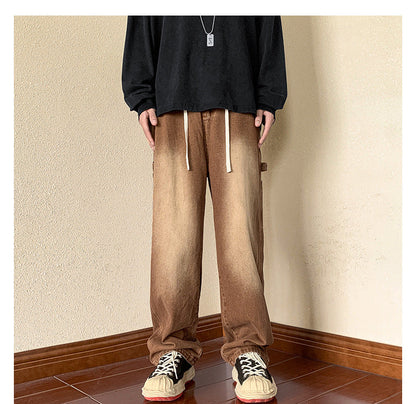 Men Cargo Pants Retro Classic American Jeans Men Autumn Loose Straight Pants