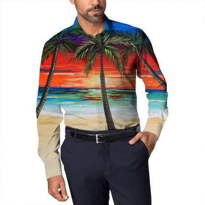 Men Beach Leisure T Shirts Spring Men's Cool Long Sleeve Shirt