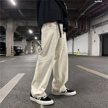 Men Cargo Pants Retro Classic Workwear Pants Men's Autumn Loose Straight Casual Trousers