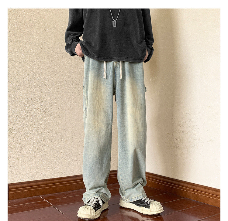 Men Cargo Pants Retro Classic American Jeans Men Autumn Loose Straight Pants