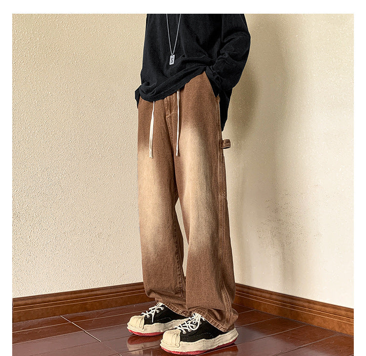 Men Cargo Pants Retro Classic American Jeans Men Autumn Loose Straight Pants