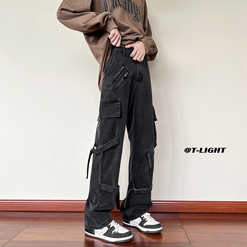 Men Cargo Pants Retro Classic Jeans Men Straight Cargo Pants