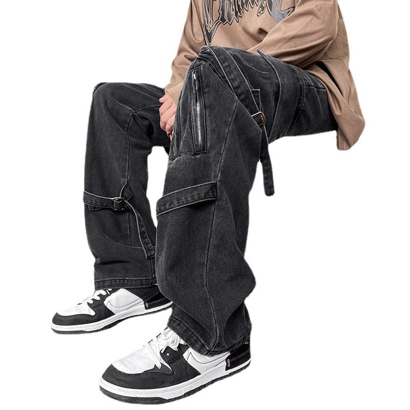 Men Cargo Pants Retro Classic Jeans Men Straight Cargo Pants