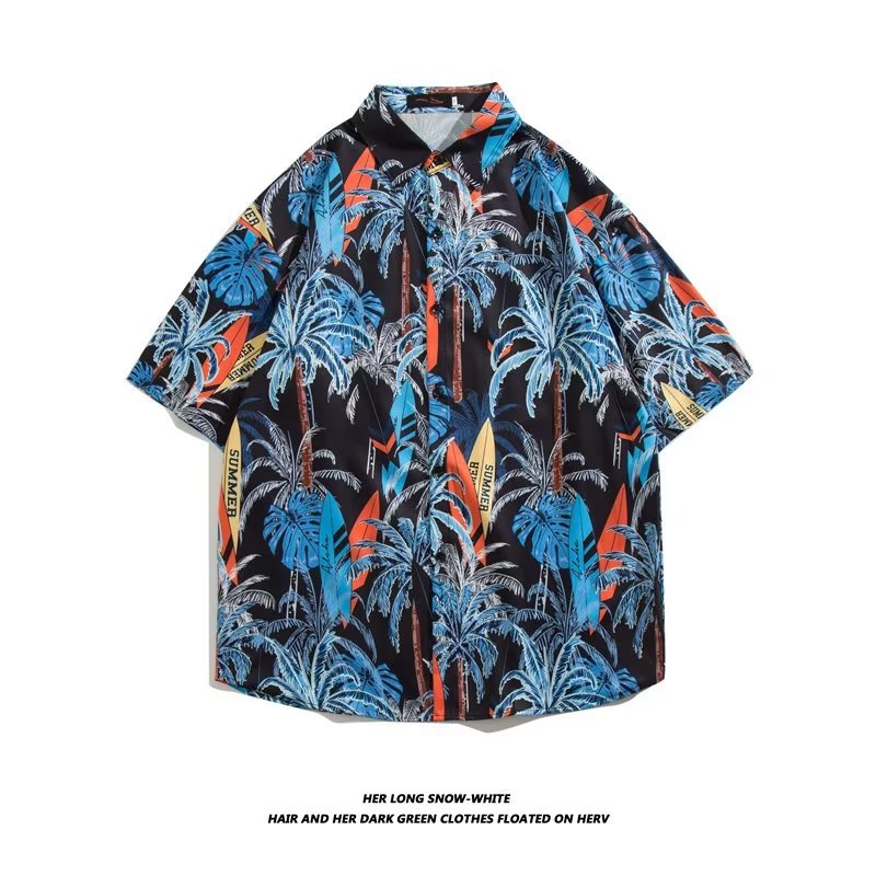 Men Beach Leisure T Shirts Printed Men's Shirt Casual Short Sleeve