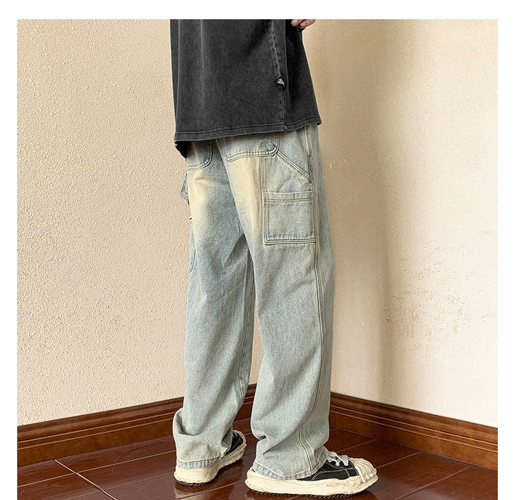 Men Cargo Pants Retro Classic American Jeans Men Autumn Loose Straight Pants