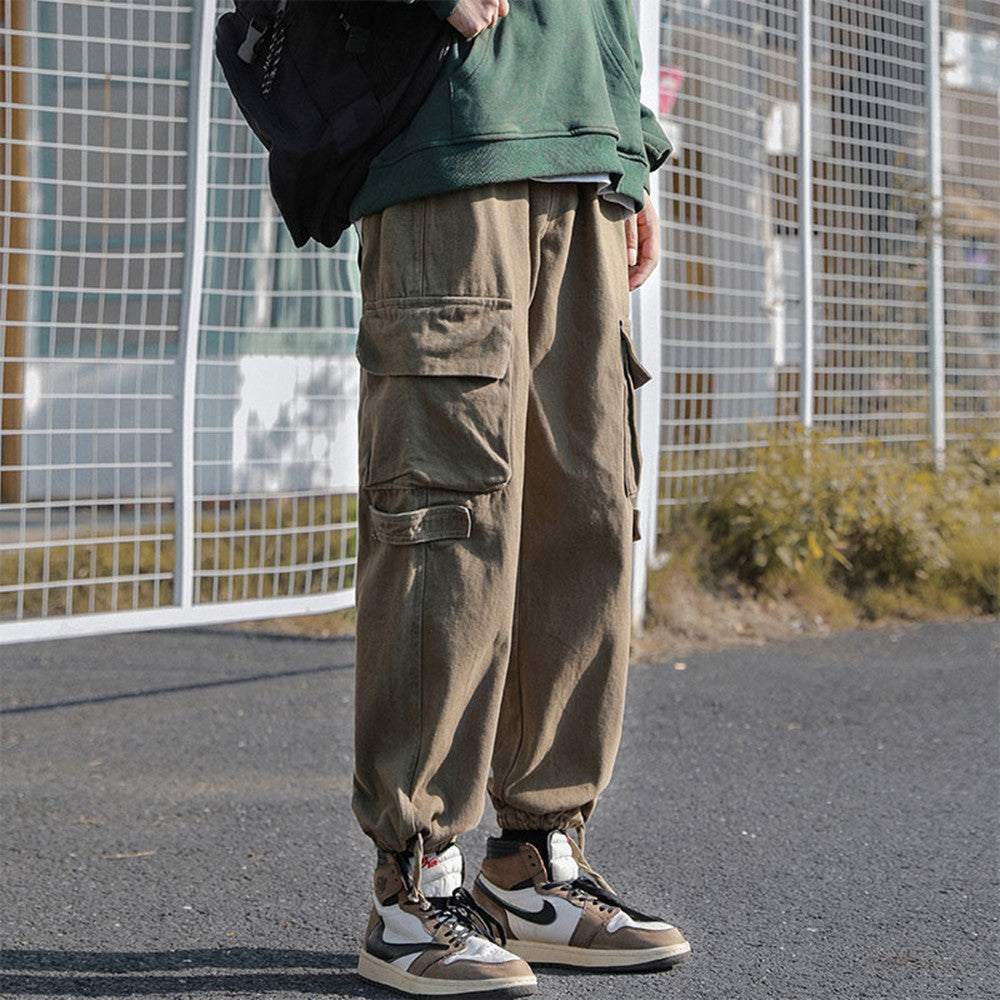 Men Cargo Pants Retro Classic Retro Loose-Fitting Wide-Leg Trousers