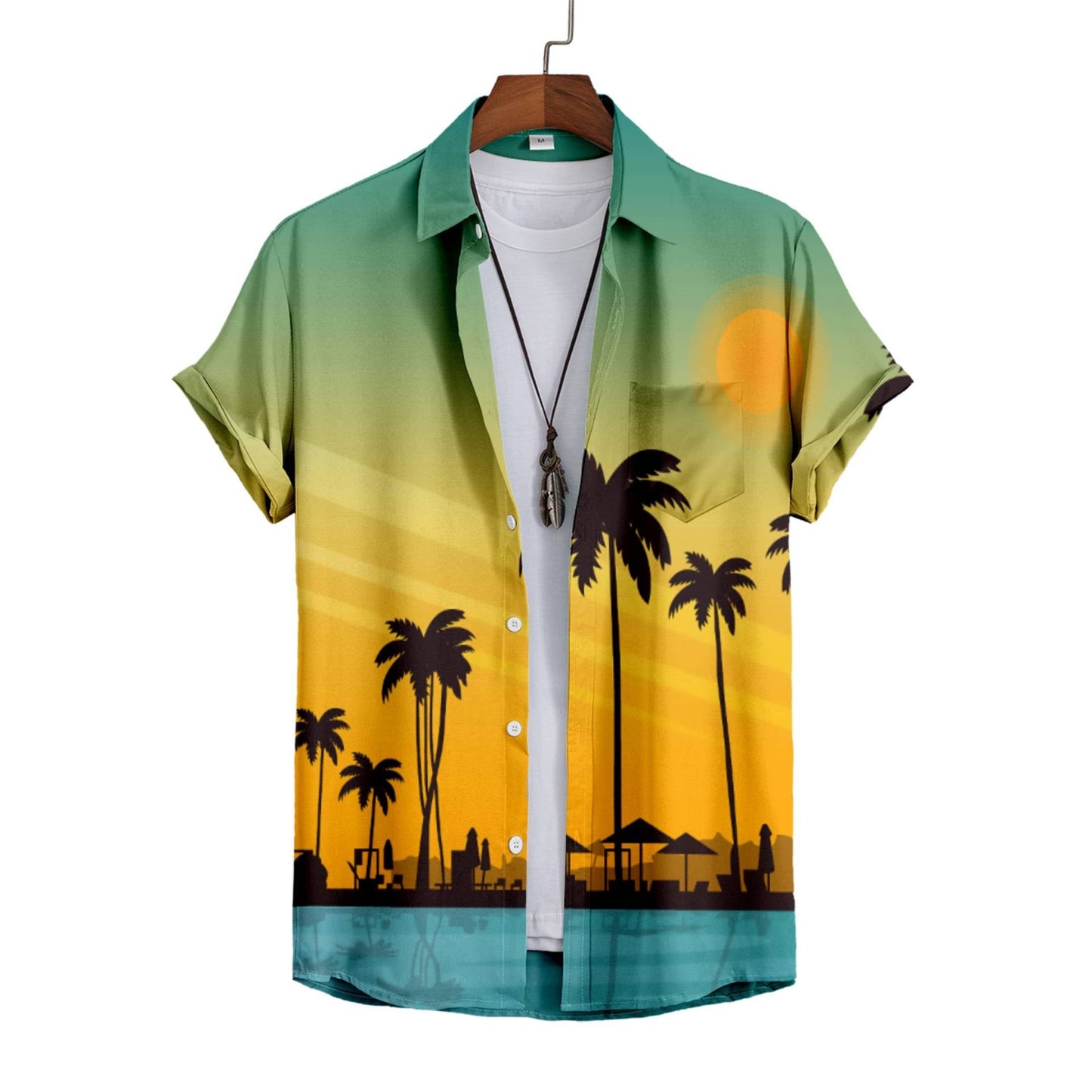 Men Beach Leisure T Shirts Printed Short Sleeve Shirt Beach