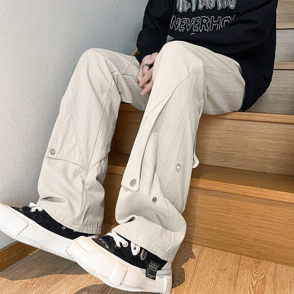 Men Cargo Pants Retro Classic Men's Overalls Casual Pants Straight-Leg Pants