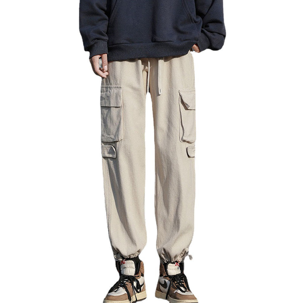 Men Cargo Pants Retro Classic Retro Loose-Fitting Wide-Leg Trousers