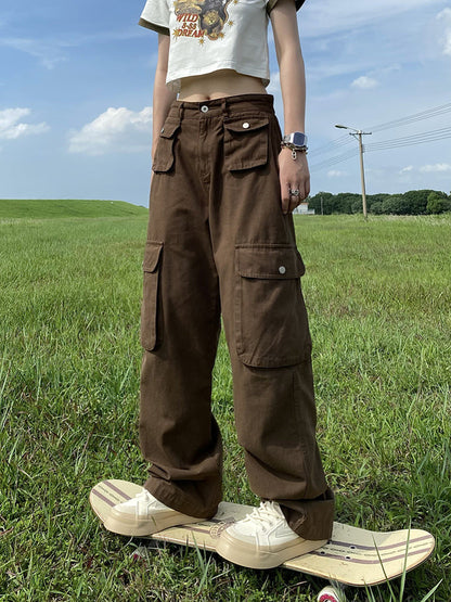 Men Cargo Pants Retro Classic Casual Trousers for Men and Women Loose Cargo Pants